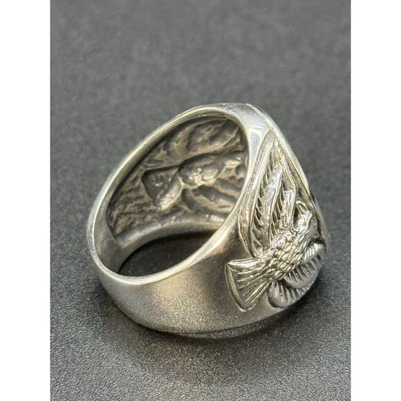New Condition Sterling Silver Heavy Scorpion Eagle Gents Ring Size 10.00 - Picture 8 of 9